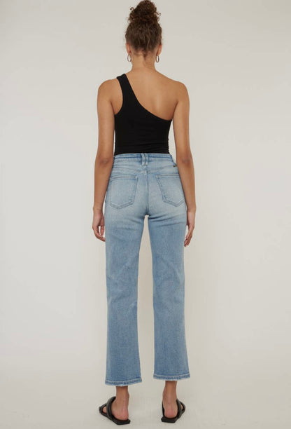 HIGH RISE 90'S CRISS CROSS STRAIGHT JEANS - Honey Todd