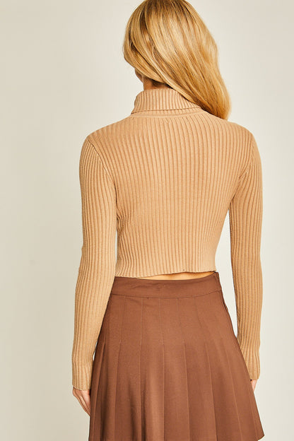 TURTLE NECK CROPPED SWEATER - Honey Todd